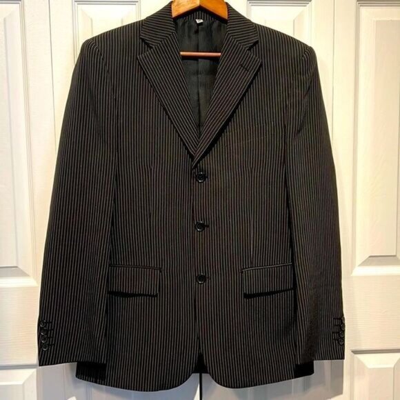 Le Chateau Mens Black Pinstripe Blazer Size 38 - Picture 1 of 13
